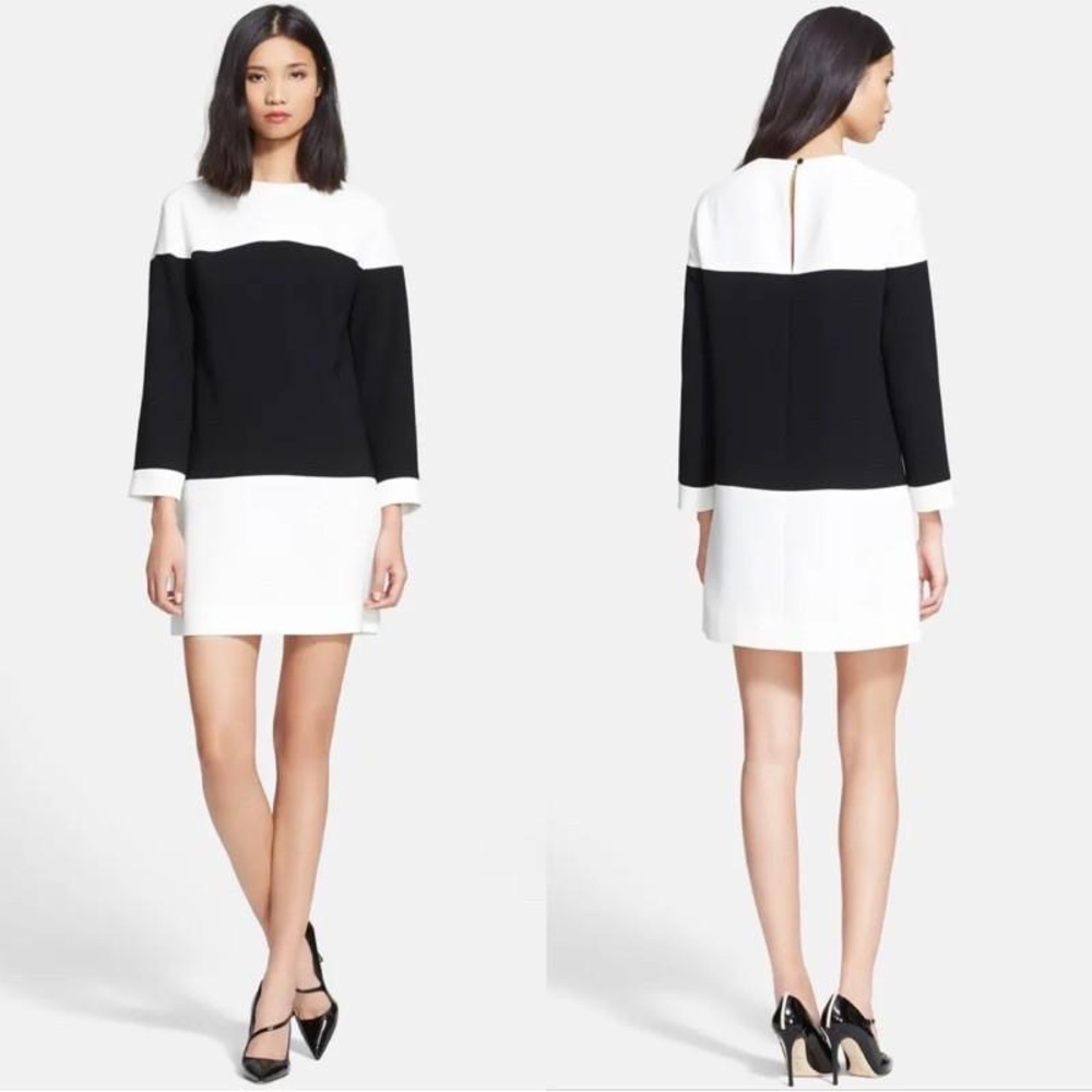 Kate Spade Delray Head in the Clouds Colorblock Shift Dress Black White Cream 2
